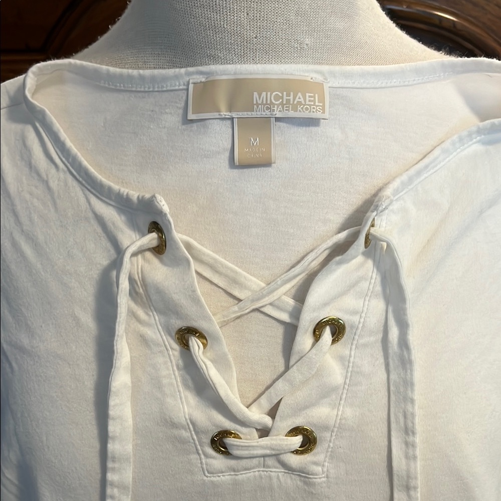 Michael Kors White Lace-Up Women's Top